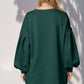 Double Take Drop Shoulder Lantern Sleeve Texture Mini Dress with Pockets