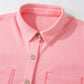 Two Tone Button Up Drop Shoulder Shacket