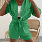 Button Up Short Sleeve Shirt and Shorts Set