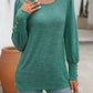 Full Size Decorative Button Round Neck Long Sleeve T-Shirt