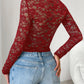 Devine Scoop Neck Long Sleeve Lace Top