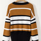 Contrast Stripes V Neck Long Sleeve Sweater