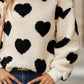 Full Size Fuzzy Heart Dropped Shoulder Sweatshirt