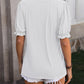 Textured Notched Flounce Sleeve Blouse