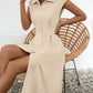 Button Up Cap Sleeve Midi Dress
