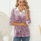 Shiny Tie-Dye Half Button Long Sleeve T-Shirt