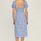 Full Size Slit Plaid Short Sleeve Midi Dress
