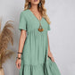Full Size V-Neck Short Sleeve Mini Dress