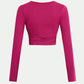 Round Neck Long Sleeve Cropped T-Shirt