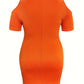 Plus Size Cold Shoulder Short Sleeve Mini Dress