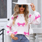 Bow Round Neck Dropped Shoulder Sweater