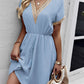 Devine Contrast Trim V-Neck Short Sleeve Mini Dress