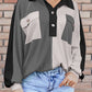 Pocketed Contrast Long Sleeve Sweatshirt
