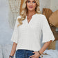 Eyelet Notched Half Sleeve T-Shirt