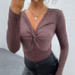 Twist Front V-Neck Long Sleeve Bodysuit