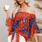 Tied Printed Off-Shoulder Half Sleeve Blouse