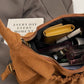 Ruched Suede Handbag with Zipper