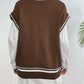 Pearl Trim Contrast V-Neck Sweater Vest