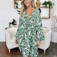 Double Take Full Size Printed Ruched Balloon Sleeve Dress