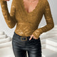 V-Neck Long Sleeve Lace Top