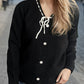 Tied V-Neck Long Sleeve Sweater