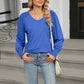 Full Size V-Neck Lantern Sleeve T-Shirt
