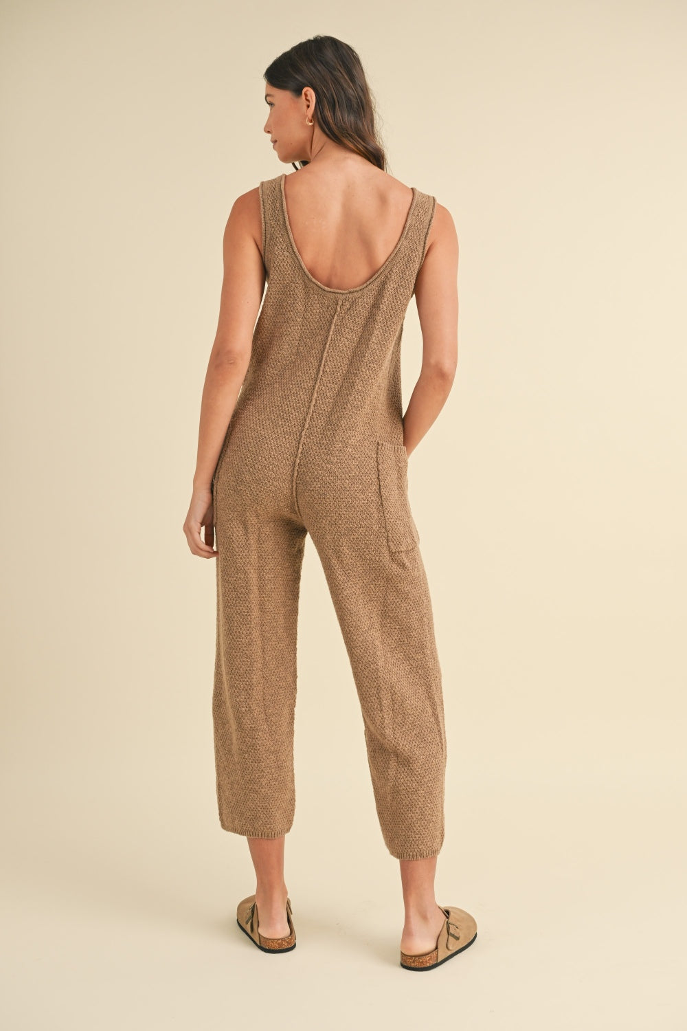 MABLE Sleeveless Knit Crop Jumpsuit with Pockets *