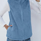 Full Size Fuzzy Zip Up Vest Coat with Pockets