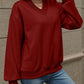 V-Neck Long Sleeve Dropped Shoulder Sweatshirt