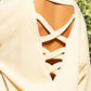 POL Back Cross Strap Detail Balloon Sleeve Sweatshirt