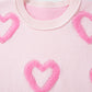 High-Low Heart Round Neck Long Sleeve Sweater