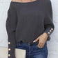 Full Size Boat Neck Long Sleeve Sweater