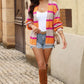 Contrast Striped Drop Shoulder Open Front Cardigan