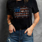 USA Rhinestone Round Neck Short Sleeve T-Shirt