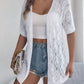 Openwork Open Front Half Sleeve Cardigan