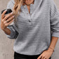 Waffle-Knit Half Button Hoodie