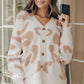 Leopard V Neck Button Down Cardigan