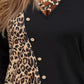 Crisscross Leopard V-Neck Long Sleeve T-Shirt