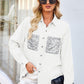 Raw Hem Button Up Long Sleeve Denim Jacket with Sequin Pockets