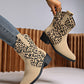 Leopard Suede Block Heel Boots