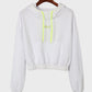 Perfee Drawstring Letter Long Sleeve Hoodie