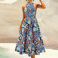 Ruched Printed Halter Neck Dress