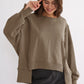 Exposed Seam High-Low Long Sleeve Sweatshirt