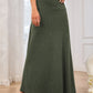 Solid Elastic Waist Maxi Skirt