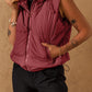 Drawstring Zip Up Hooded Vest Coat