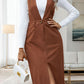 Perfee Slit Overall Dress with Pockets