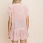 Cotton Bleu by Nu Label Striped Ruffled Short Sleeve Top
