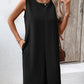 Pocketed Round Neck Sleeveless Mini Dress