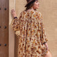 Plus Size Printed V-Neck Balloon Sleeve Mini Dress