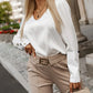 V-Neck Long Sleeve Blouse